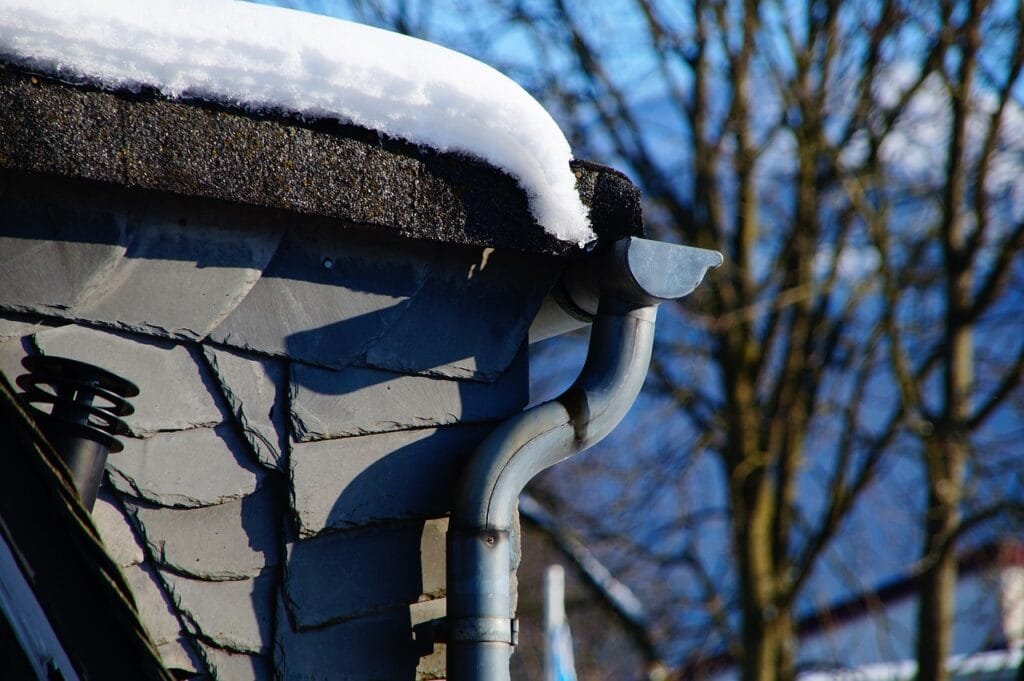 gutter, downpipe, snow